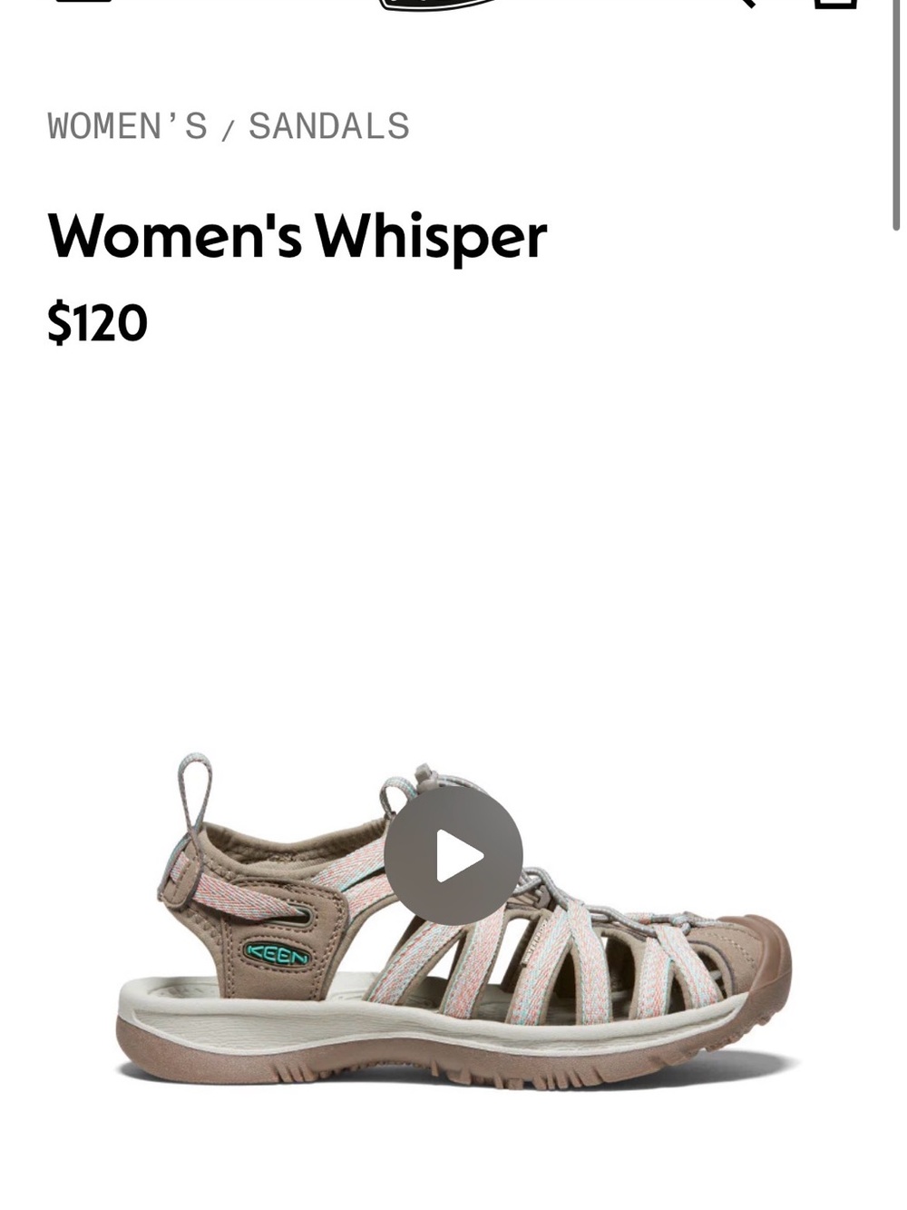 Keen Women's Whisper Sandal — Taupe with Pink Accents